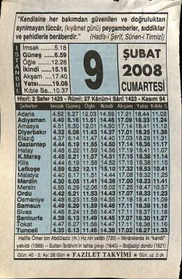 9 Şubat 2008 Takvim Yaprağı - Doğum Günü Hediyesi EFM(N)7533 - 1