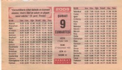 9 Şubat 2008 Takvim Yaprağı EFM(N)5556 - Gökçekoleksiyon