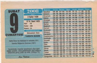 9 Şubat 2008 Takvim Yaprağı EFM(N)5585 - 2