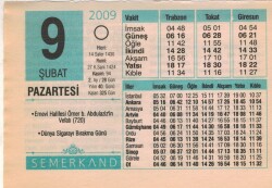 9 Şubat 2009 Takvim Yaprağı EFM(N)5614 - 3