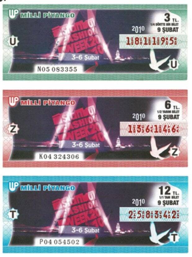 9 Şubat 2010 Çeyrek, Yarım ve Tam Bilet U-Z-T PYB4014 - 1