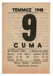 9 Temmuz 1948 Takvim Yaprağı EFM869 - 1