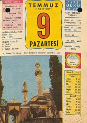9 Temmuz 1973 Takvim Yaprağı - Doğum Günü Hediyesi EFM(N)11782 - Gökçekoleksiyon