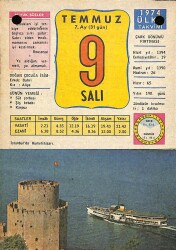 9 Temmuz 1974 Takvim Yaprağı - Doğum Günü Hediyesi EFM(N)9442 - Gökçekoleksiyon