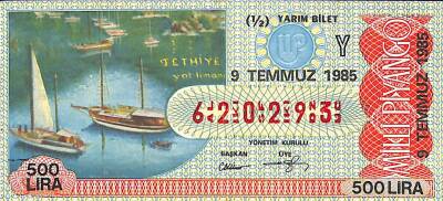 9 Temmuz 1985 Piyango Bileti Yarım Bilet PYB6080 - 1