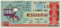 9 Temmuz 1987 Yarım Bilet PYB3233 - Gökçekoleksiyon