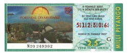 9 Temmuz 2007 (14) Dörtte Bir Bilet PYB4735 - Gökçekoleksiyon