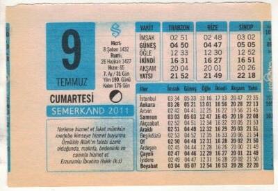 9 Temmuz 2011 Takvim Yaprağı EFM(N)1235 - 2