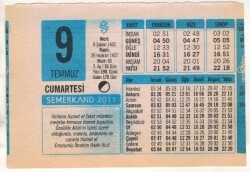 9 Temmuz 2011 Takvim Yaprağı EFM(N)1235 - 1
