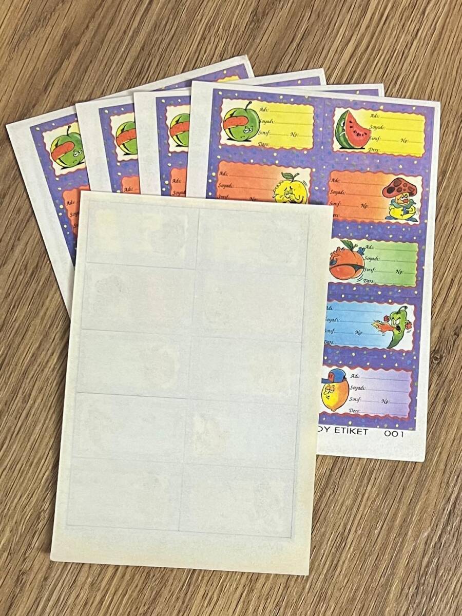 90’lar Retro Meyve Karakterli Okul Etiketleri AOB6229 - 2