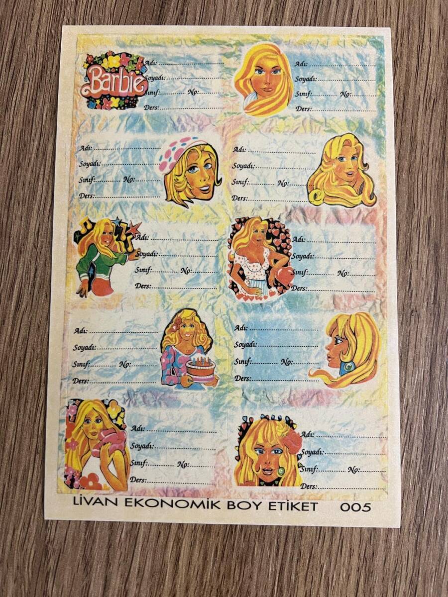 90’lar Vintage Barbie Temalı Defter Etiketleri AOB6228 - 1