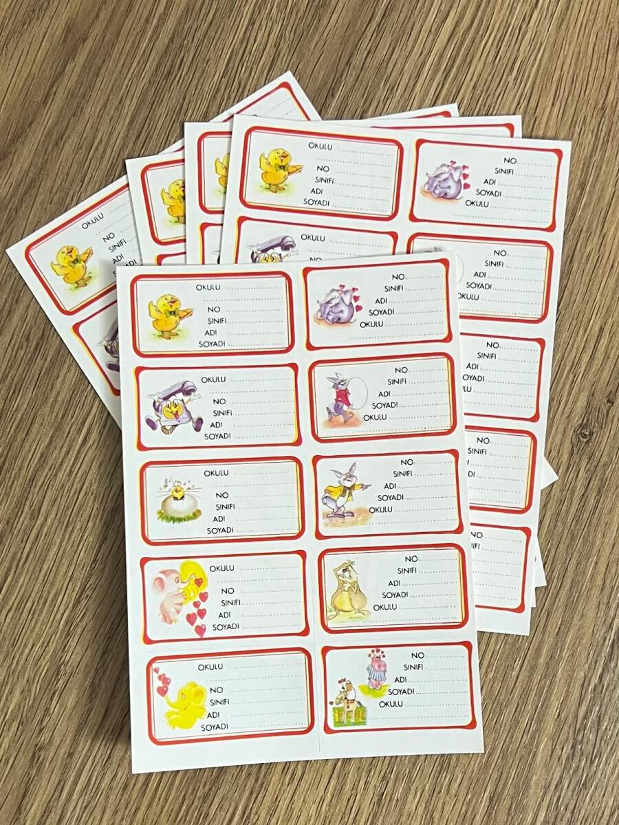 90’lar Vintage Sevimli Hayvan Temalı Okul Etiketleri AOB6233 - 2