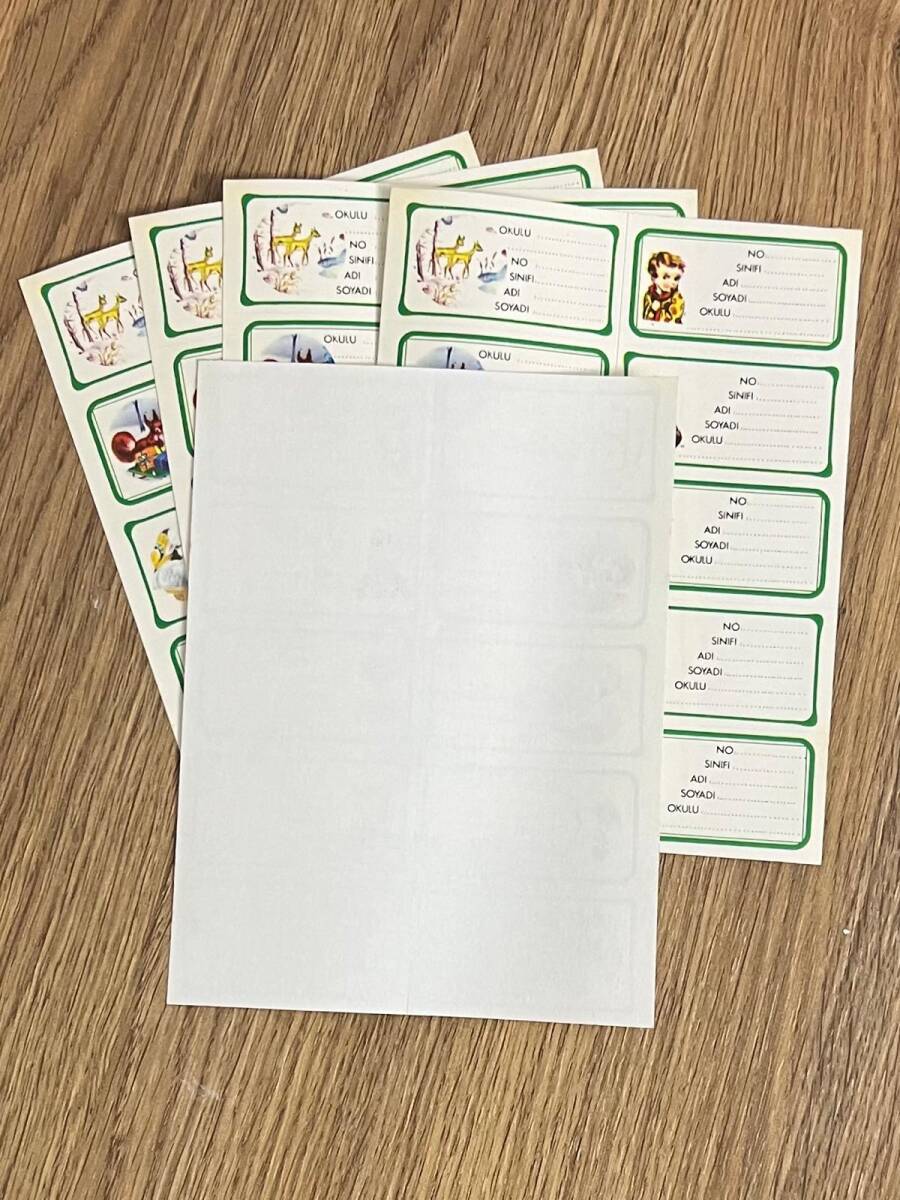 90’lar Vintage Sevimli Hayvan ve Çocuk Temalı Okul Etiketleri AOB6232 - 2