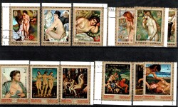 1968-1972 Acman ve Manama Klasik Sanat Tabloları Damgalı 12'li Karma Pul Lotu PPT3045 - Gökçekoleksiyon