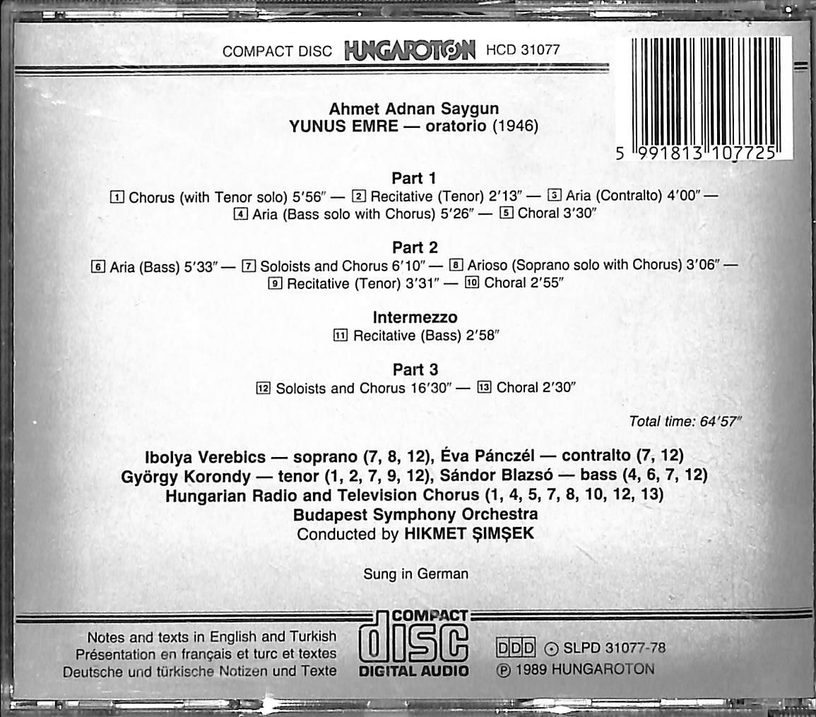 A. Adnan Saygun ‎- Yunus Emre CD (İkinci El) CD5645 - 2