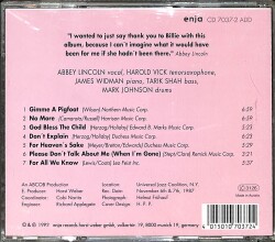 Abbey Sings Billie - Volume 2 CD (İkinci El) CD5552 - 2