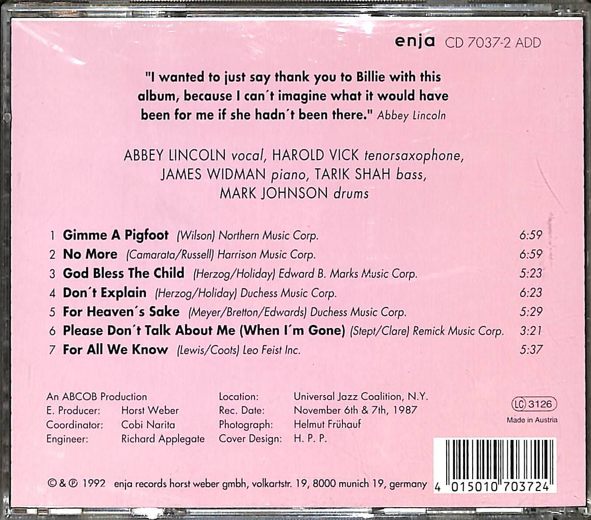 Abbey Sings Billie - Volume 2 CD (İkinci El) CD5552 - 2