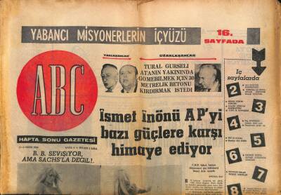ABC Gazetesi 1-2 Ekim 1966 - Vartoda Bu Defa Kaymakam Bunaldı - İsmet İnönü APyi Bazı Güçlere Karşı Himaye Ediyor GZ117371 - 1