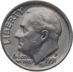ABD 1 Dime 1991 *Roosevelt Dime* ÇÇT YMP11124 - Gökçekoleksiyon