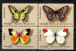 ABD 1977 Kelebekler Serisi 13c Posta Pulu - 4’lü Komple Blok (MNH) PPT2988 - Gökçekoleksiyon