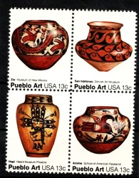 ABD 1977 Yerli Pueblo Çömlek Sanatı 13c Posta Pulu - 4’lü Komple Blok (MNH) PPT2987 - Gökçekoleksiyon