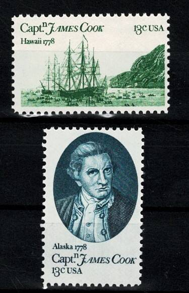 ABD 1978 Kaptan James Cook’un 200. Yıl Anısı Posta Pulları - 2 Adet Damgasız Tam Seri PPT2993 - 1