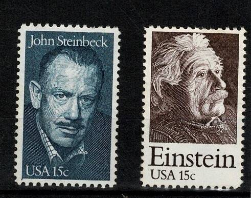 ABD 1979 Albert Einstein (15c) ve John Steinbeck (15c) Posta Pulları - 2 Adet Lot PPT2991 - 1