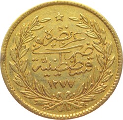 Abdülaziz 500 Kuruş 1277/10 Kulpsuz/ÇÇT OMP3094 #4600 - 2
