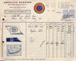 ABDULLAH ÖZGÜVEN İnşaat Malzemesi Antetli Damga Pullu Fatura EFM(N)10929 - Gökçekoleksiyon