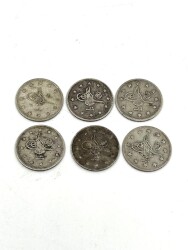 Osmanlı Gümüş 2 Kuruş Hamit Reşat 6 Adet Lot ÇT OMP3049 - Gökçekoleksiyon