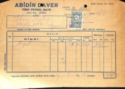 Abidin Daver Türk Petrol Bayii Çayırköy Bursa Antetli Damga Pullu Islak İmzalı Fatura EFM(N)12039 - Gökçekoleksiyon