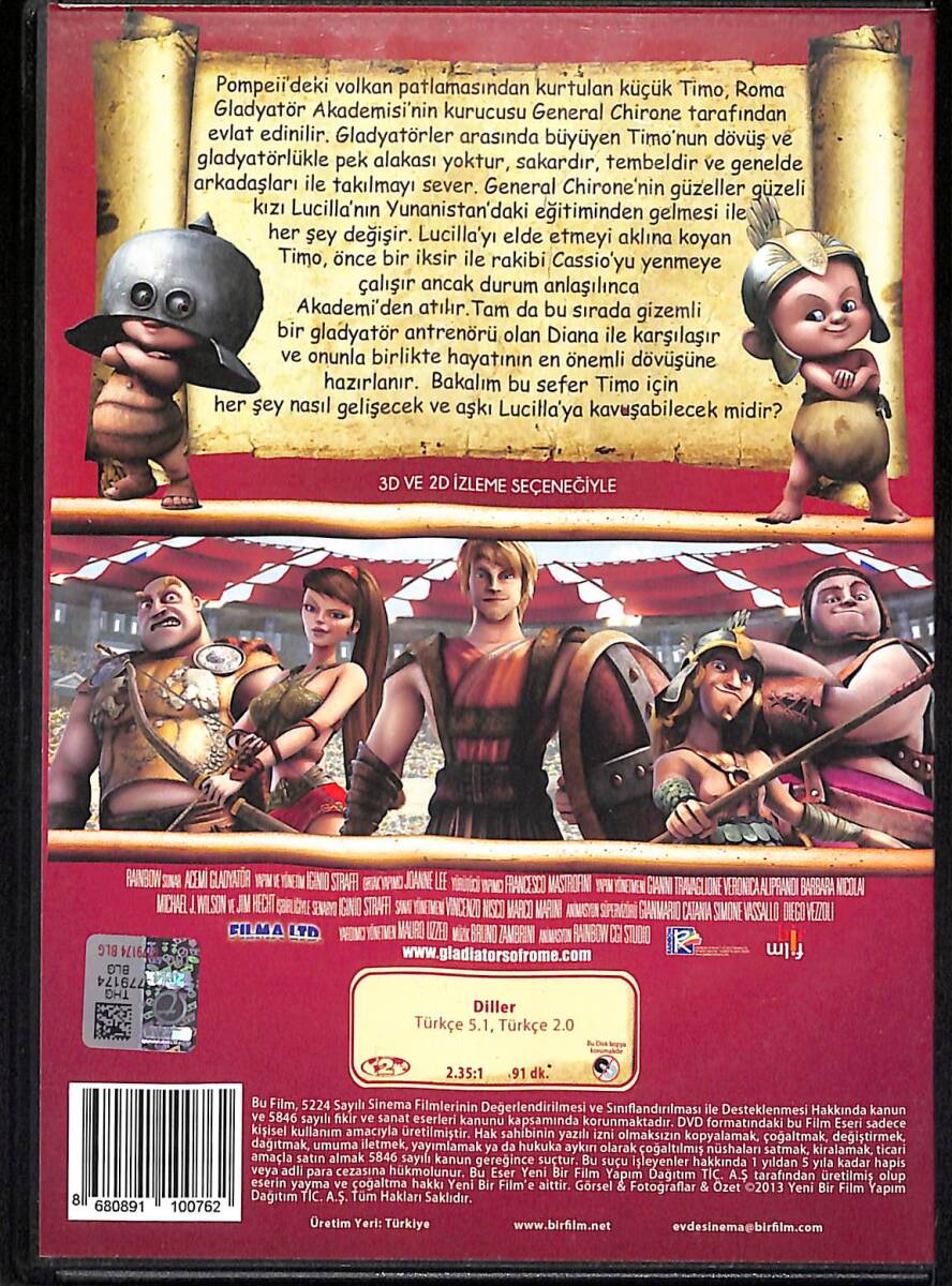 Acemi Gladyatör 3D (Gladiators of Rome) Orijinal DVD (İkinci El) * 3D & 2D * DVD2922 - 2