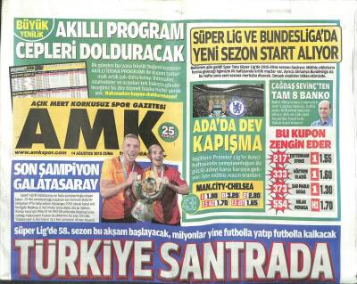 Açık Mert Korkusuz Gazetesi 14 Ağustos 2015 - Son Şampiyon Galatasaray-Mehmet Ekici Krizi GZ105539 - 1