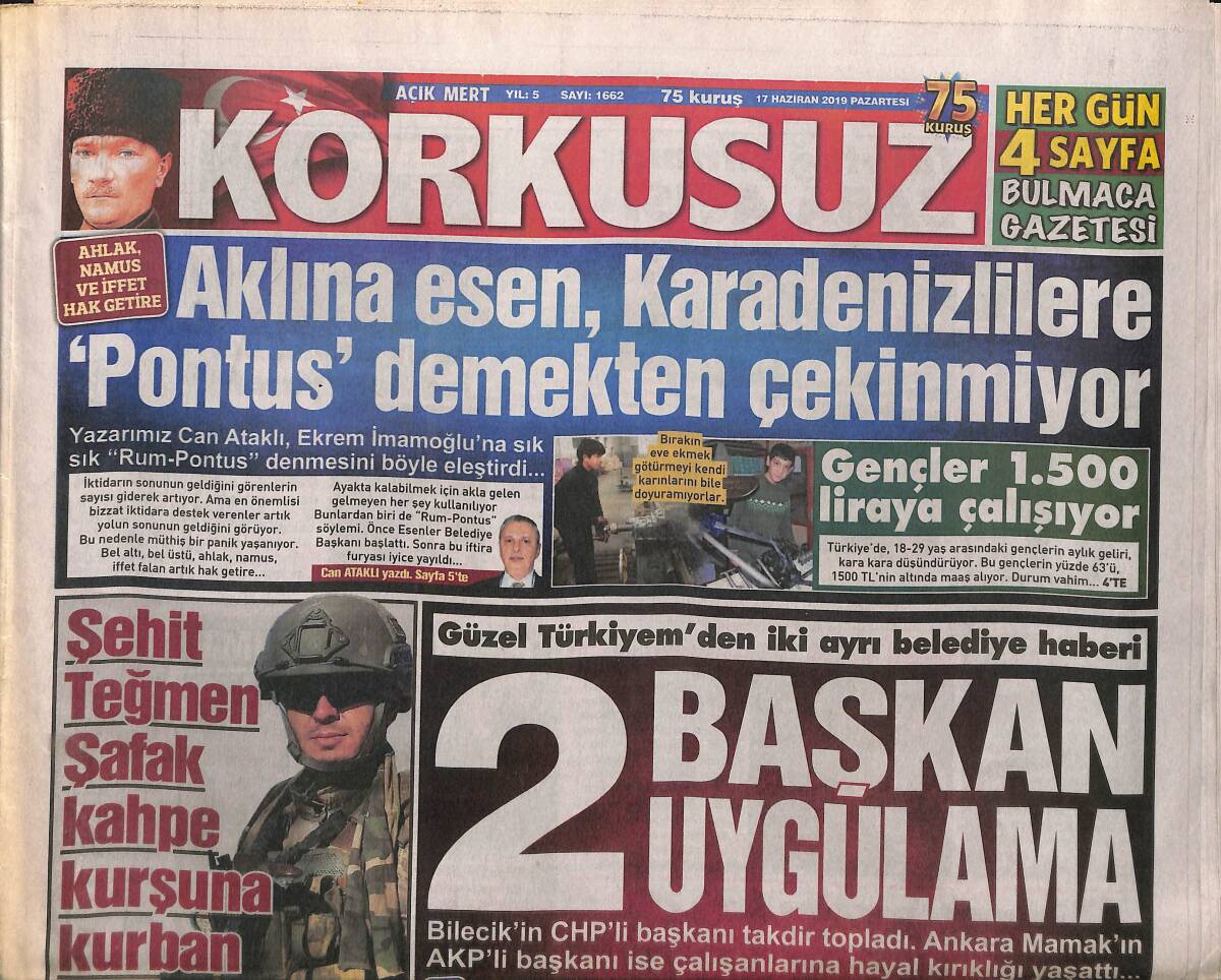 Açık Mert Korkusuz Gazetesi 17 Haziran 2019 - Türkiye İlk Defa Esad'ı Vurdu - Zeliha Kaptan Hayat Kurtardı GZ154352 - 1