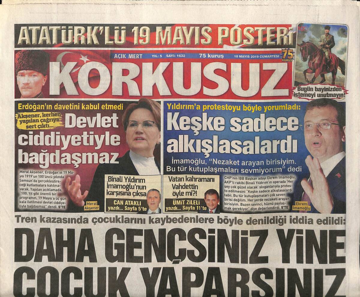 Açık Mert Korkusuz Gazetesi 18 Mayıs 2019 - Lisede 10 Maddelik Yeni Eğitim Sistemi - Dayakçı Kocasını Öldürdü 18 Yıl Yedi GZ154351 - 1