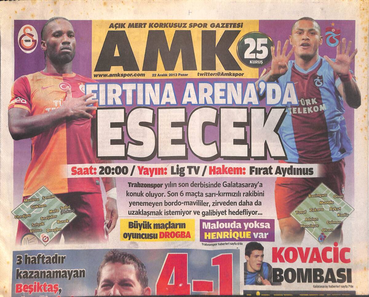Açık Mert Korkusuz Gazetesi 22 Aralık 2013 - Trabzsonspor Arena'da Esecek - 3 Haftadır Kazanamayan Beşiktaş , Elazığ'a Fark Attı GZ134861 - 1