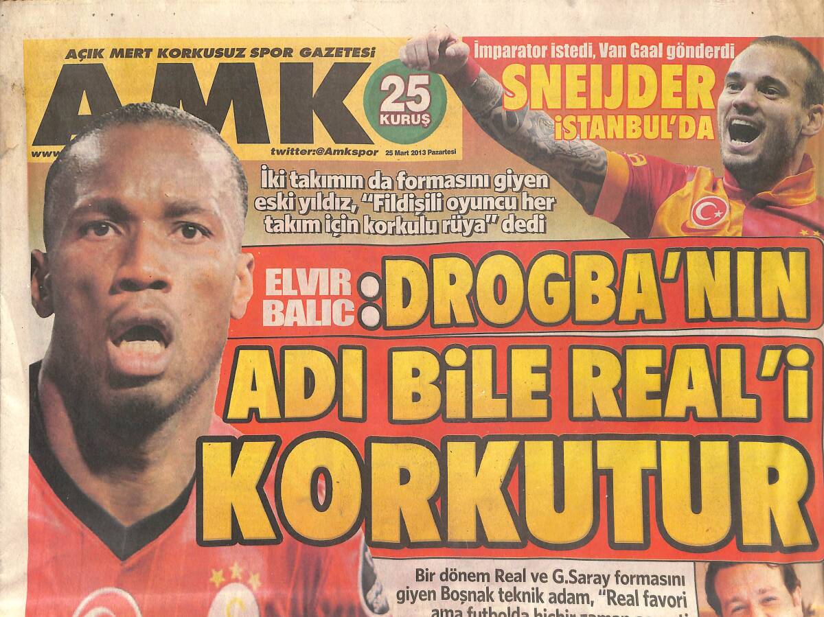 Açık Mert Korkusuz Gazetesi 25 Mart 2013 - Drogba'nın Adı Bile Real'i Korkutur - Fernandese Ceza! - Aykut Kocaman Spahıc'i İzledi GZ136625 - 1
