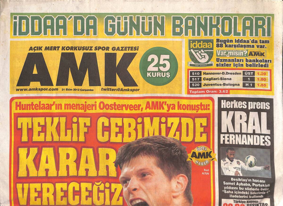 Açık Mert Korkusuz Gazetesi 31 Ekim 2012 - Herkes Prens Kral Fernandes - Fenerbahçe , Nobre İçin Devre Arasını Bekliyor GZ134855 - 1