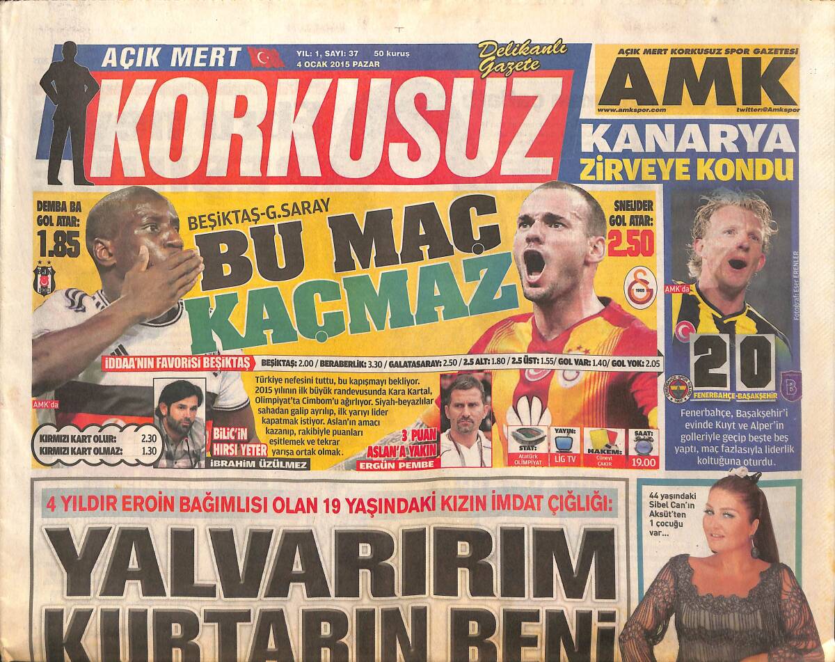 Açık Mert Korkusuz Gazetesi 4 Ocak 2015 - Sibel Can Eski Eşine Döndü - Kanarya Zirveye Kondu! GZ136943 - 1
