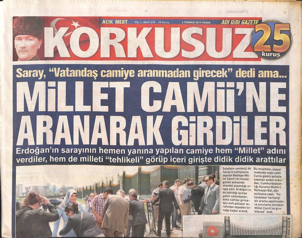 Açık Mert Korkusuz Gazetesi 5 Temmuz 2015 - IŞİD'ciler İftarda Cami Bombaladı GZ159817 - 1