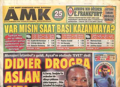 Açık Mert Korkusuz Gazetesi Spor Eki 26 Ocak 2013 - Didier Drogba Aslan Gibi - Dentinho da Formda Değil ! GZ124834 - 1