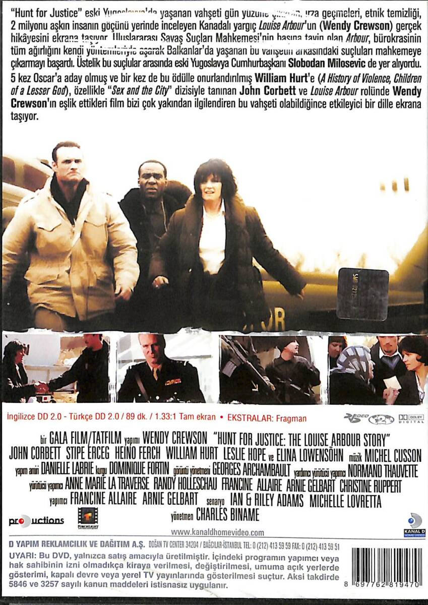 Adalet Avcıları (Hunt for Justice: The Louise Arbour Story) – Orijinal DVD (Sıfır) * Wendy Crewson, William Hurt, John Corbett, Stipe Erceg - 2005 * DVD2972 - 2