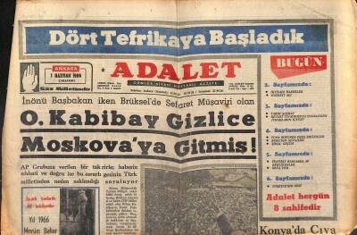 Adalet Gazetesi 1 Haziran 1966 - Yeni 20 Liralıklar 15 Haziran Günü Piyasaya Çıkıyor GZ121557 - 1