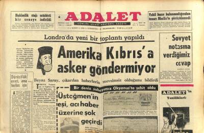Adalet Gazetesi 1 Şubat 1964 - Amerika Kıbrısa Asker Göndermiyor GZ83486 - 1