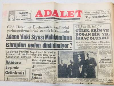 Adalet Gazetesi 10 Aralık 1962 - Adanadaki Siyasi Mahkumların Istırapları GZ53278 - 1