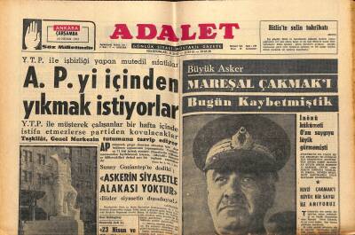 Adalet Gazetesi 10 Nisan 1963 - Büyük Asker Mareşal Çakmakı Bugün Kaybetmiştik - Prens Mikasa İle Eşi Geliyor GZ121766 - 1