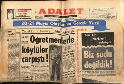 Adalet Gazetesi 11 Mart 1965 - İstanbulda Kızamıklı Sayısı 171 - Kızılırmak Taştı , Bafra Su Altında GZ121691 - 1