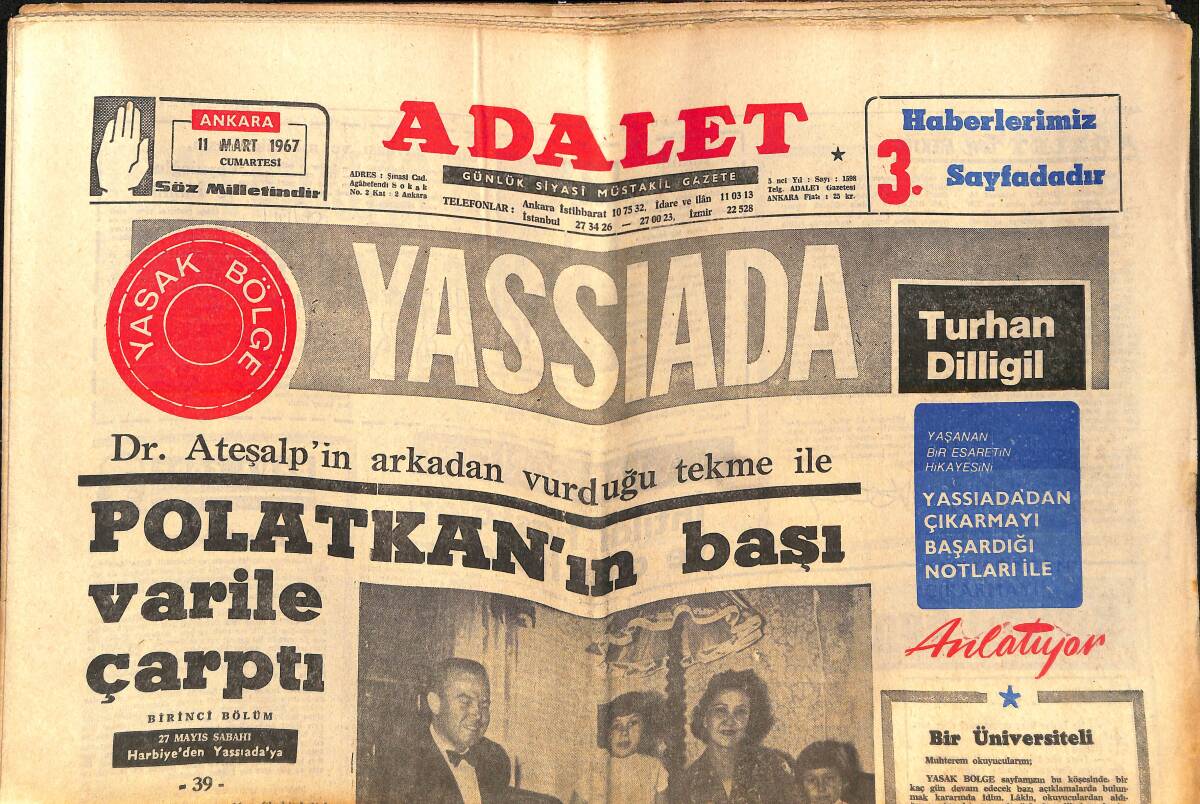 Adalet Gazetesi 11 Mart 1967 - Zeki Müren Ajda Pekkan'ı Bundan Sonra Programına Almayacak Mı - Galatasaray Yenilirse İddiası Kalmayacak GZ138598 - 1