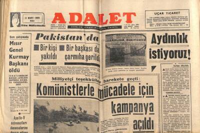 Adalet Gazetesi 11 Mart 1969 - Beş Milyon Çin Askeri Alârm Halinde - Siverek Kalesi Yıkıldı , 5 Ölü 7 Yaralı Var GZ121686 - 1