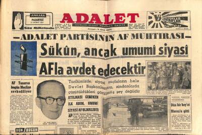 Adalet Gazetesi 11 Şubat 1963 - Adalet Partisinin Af Muhtırası - Irakta Hayat Normale Döndü GZ121672 - 1
